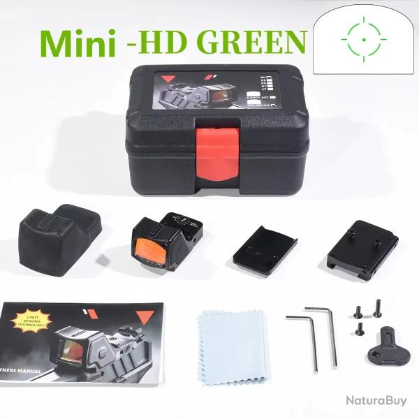 Lunette de vise optique holographique  point rouge -**Mini-HD-Green-BLACK  PAIEMENT 3/4 FOIS !!!