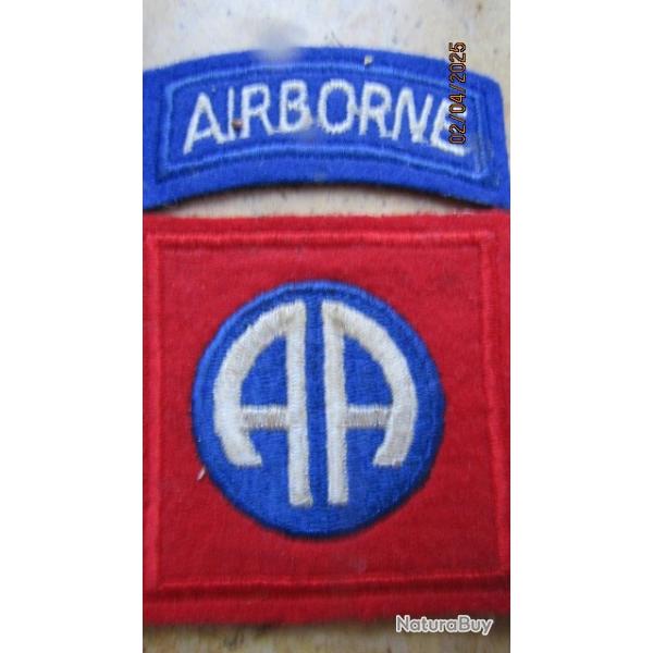 patch 82� Airbonne para parachutiste feutre ww2 US insigne deuxi�me guerre am�ricain GI d�barquement