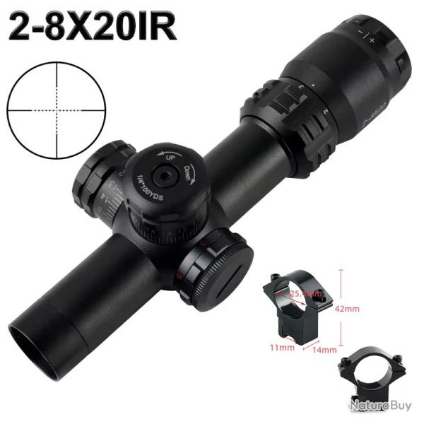 Lunette de vise de chasse rglable -** 2-8x20 11mm LIVRAISON GRATUITE