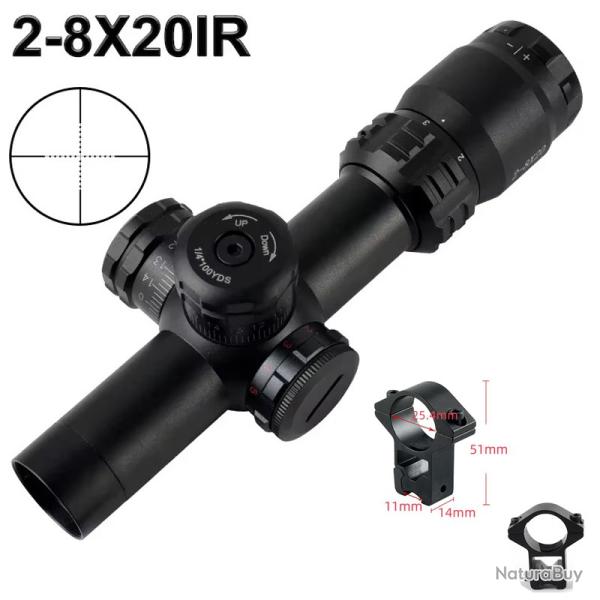 Lunette de vise de chasse rglable -** 2-8x20 11mm tall LIVRAISON GRATUITE