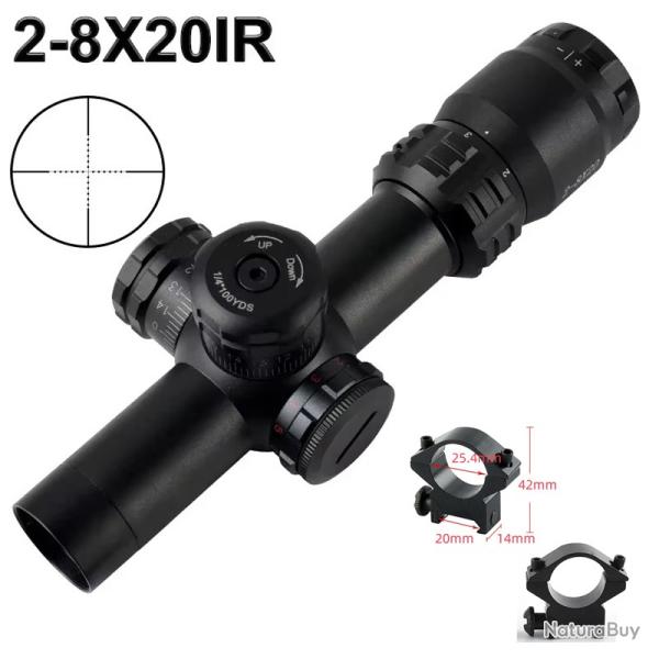Lunette de vise de chasse rglable -** 2-8x20 20mm LIVRAISON GRATUITE