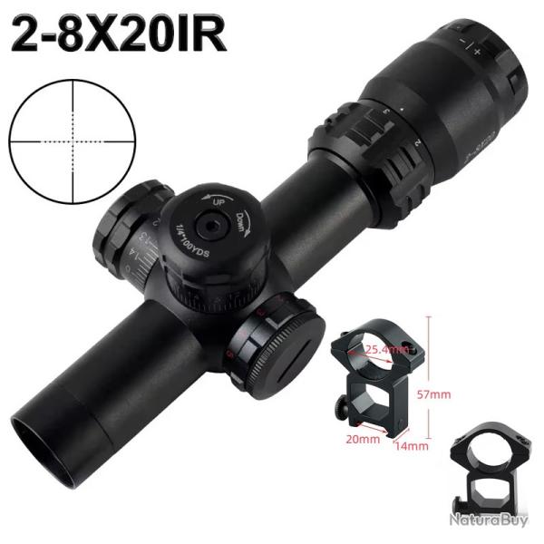Lunette de vis�e de chasse r�glable -**2-8x20 20mm tall PAIEMENT 3/4 FOIS !!!