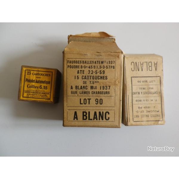 lot de 3 botes vides de cartouches 7.5 MAS et 6.35