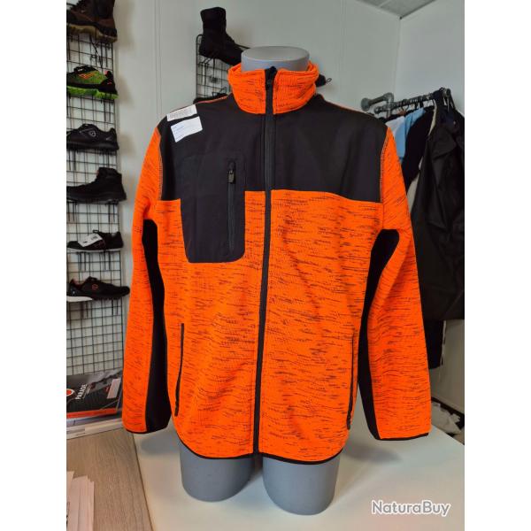 Veste chasse polytricot Orange Fluorescent/ Noir (Taille 2XL)
