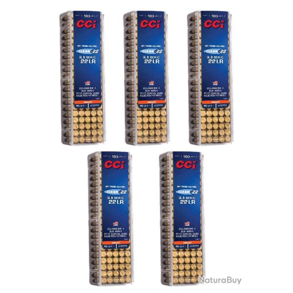 500 CCI C/22LR Clean-22 Subsonic 40 Grains - 5 Boites de 100
