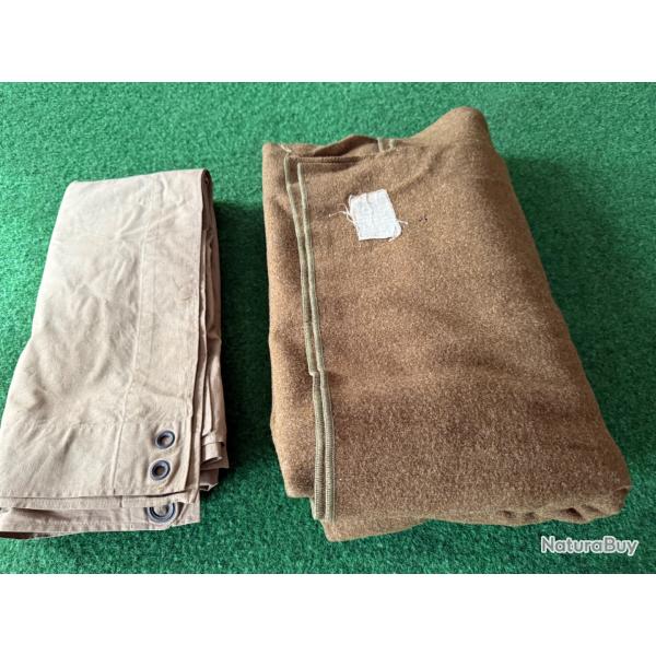 COUVERTURE  U S DE 14/18  ET TOILE DE TENTE  W W 2