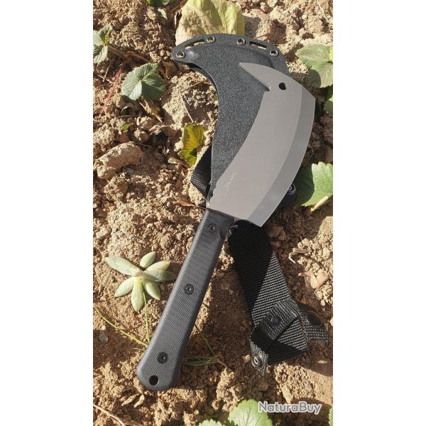 Couteau APOC Demko Rhino Hybrid Lame Cleaver Acier D2 Manche G10 Noir Etui Kydex DRK40012