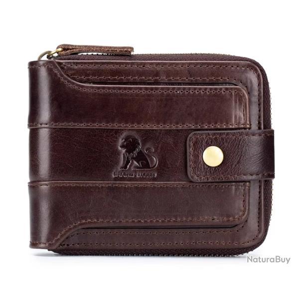 Portefeuille Homme Cuir V�ritable S�curit� RFID & Grande Capacit� Marron Caf�