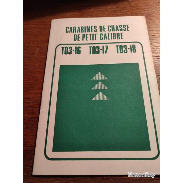 Notice technique utilisation carabine chasse petit calibre T03-16 T03-17 T03-18  MOSCOU URSS