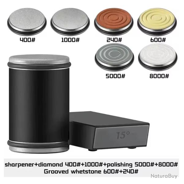 Aff�teur de couteau mod noir (Grain 400/1000) + disque d'�morfilage (240/600/1000/5000/8000) (3)
