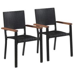 Chaise d'ext&eacute;rieur lot de 2 R&eacute;sine tress&eacute;e Noir