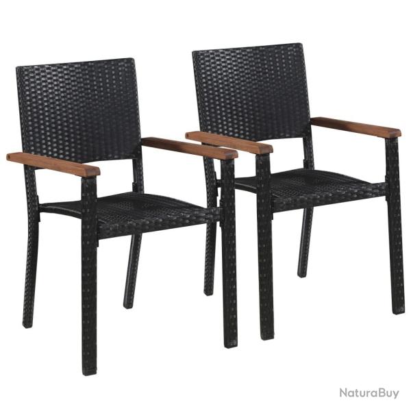 Chaise d'extrieur lot de 2 Rsine tresse Noir