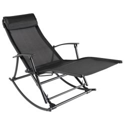 Chaise &agrave; bascule de jardin Acier et textil&egrave;ne Noir