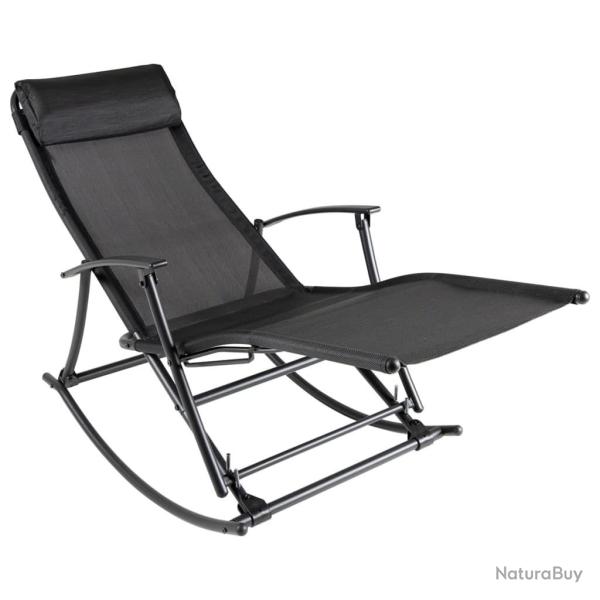Chaise � bascule de jardin Acier et textil�ne Noir