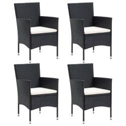 Chaises &agrave; manger de jardin lot de 4 R&eacute;sine tress&eacute;e Noir