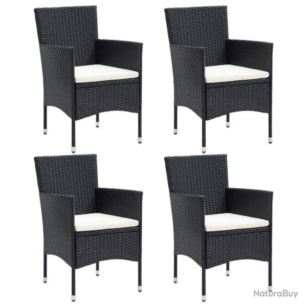 Chaises � manger de jardin lot de 4 R�sine tress�e Noir