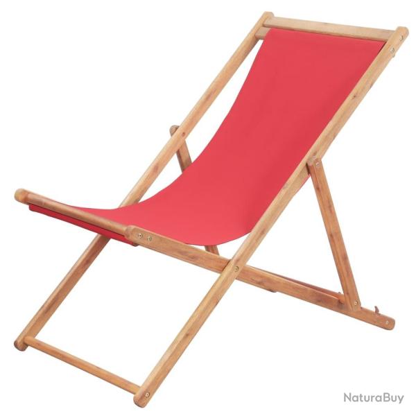 Chaise pliable de plage Tissu et cadre en bois Rouge