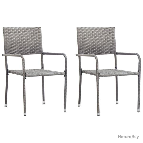 Chaise � d�ner de jardin empilable lot de 2 gris r�sine tress�e