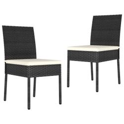 Chaises &agrave; manger de jardin lot de 2 R&eacute;sine tress&eacute;e Noir