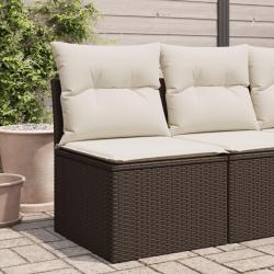Chaise de jardin sans accoudoirs avec coussins marron rotin