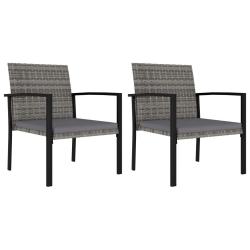 Chaises &agrave; manger de jardin lot de 2 R&eacute;sine tress&eacute;e Gris
