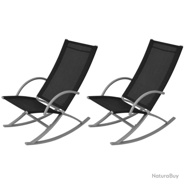 Chaises � bascule de jardin lot de 2 Acier et textil�ne Noir
