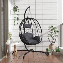 Chaise suspendue en forme d'oeuf avec coussin Anthracite