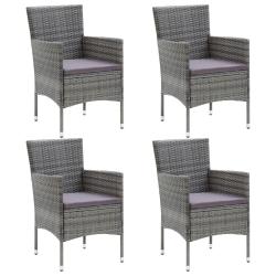 Chaises &agrave; manger de jardin lot de 4 R&eacute;sine tress&eacute;e Gris