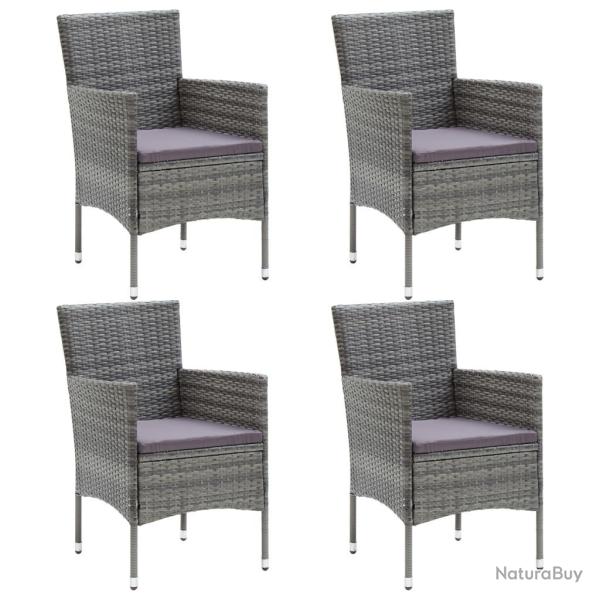 Chaises � manger de jardin lot de 4 R�sine tress�e Gris