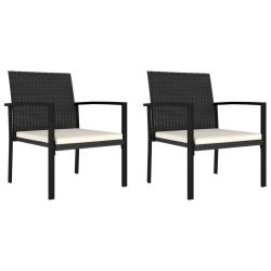 Chaises &agrave; manger de jardin lot de 2 R&eacute;sine tress&eacute;e Noir