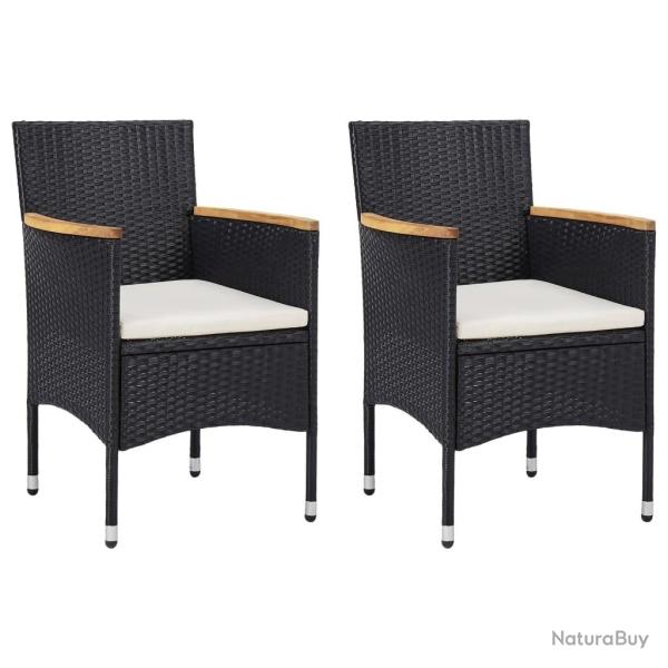 Chaises  manger de jardin lot de 2 Rsine tresse Noir