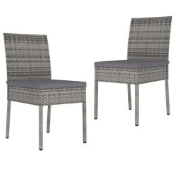 Chaises &agrave; manger de jardin lot de 2 R&eacute;sine tress&eacute;e Gris