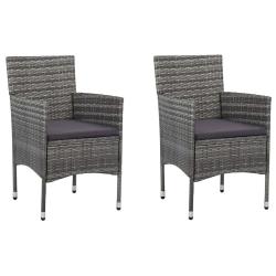 Chaises &agrave; manger de jardin lot de 2 R&eacute;sine tress&eacute;e Gris