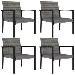 Chaises &agrave; manger de jardin lot de 4 R&eacute;sine tress&eacute;e Gris