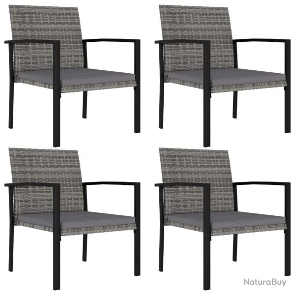 Chaises � manger de jardin lot de 4 R�sine tress�e Gris