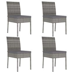 Chaises &agrave; manger de jardin lot de 4 R&eacute;sine tress&eacute;e Gris