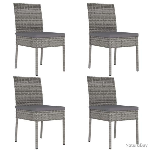 Chaises � manger de jardin lot de 4 R�sine tress�e Gris