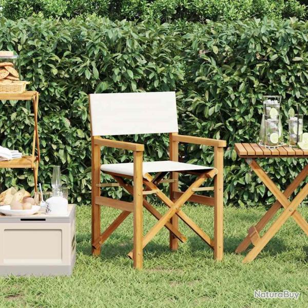 Chaise de metteur en sc�ne pliante cr�me bois teck massif