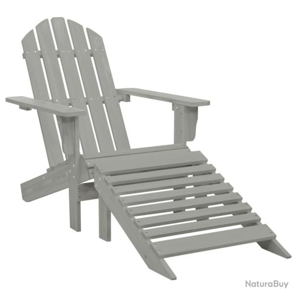 Chaise de jardin avec pouf Bois Gris