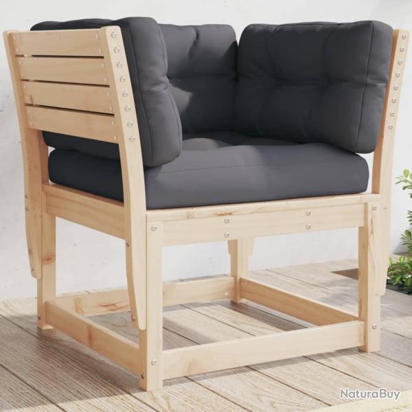 Canap� de jardin accoudoirs avec coussins bois massif de pin
