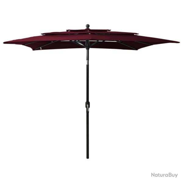 Parasol de jardin  3 niveaux mt en aluminium rouge bordeaux