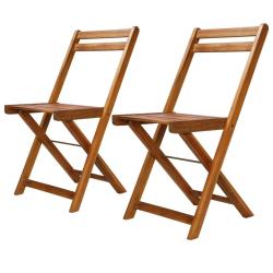 Chaises de bistro d'ext&eacute;rieur lot de 2 Bois d'acacia solide