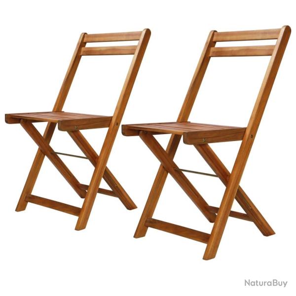 Chaises de bistro d'extrieur lot de 2 Bois d'acacia solide