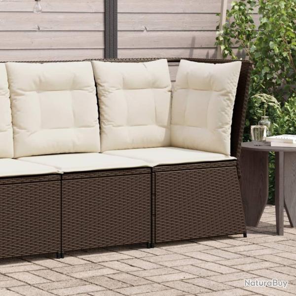 Canap� d'angle de jardin avec coussins marron r�sine tress�e