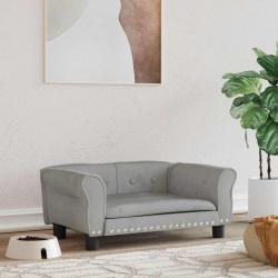 Lit pour chien gris clair 70x45x30 cm velours