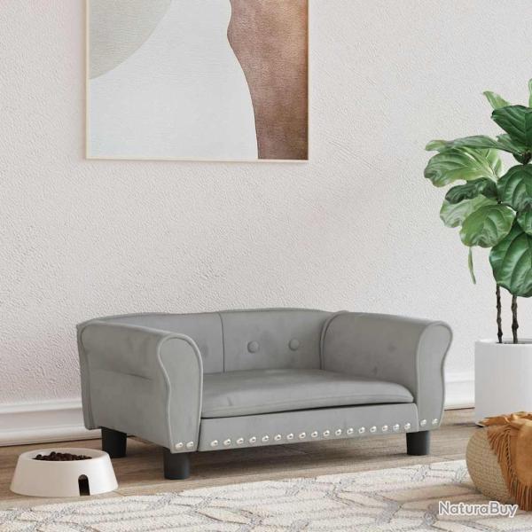 Lit pour chien gris clair 70x45x30 cm velours