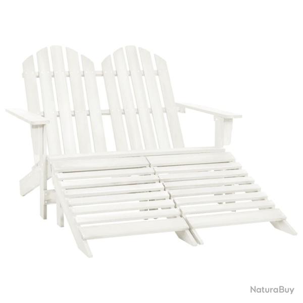 Chaise de jardin Adirondack 2 places et repose-pied sapin blanc