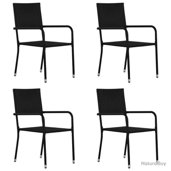 Chaise  dner de jardin empilable lot de 4 noir rsine tresse