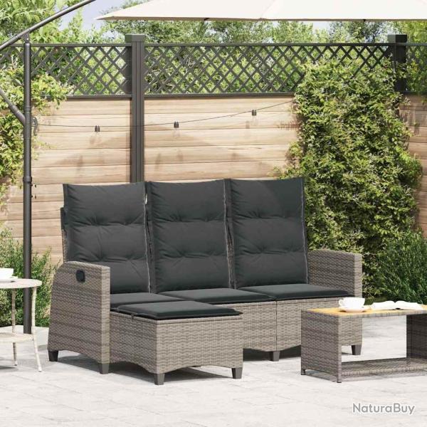 Canap� de jardin inclinable coussins forme de L gris polyrotin