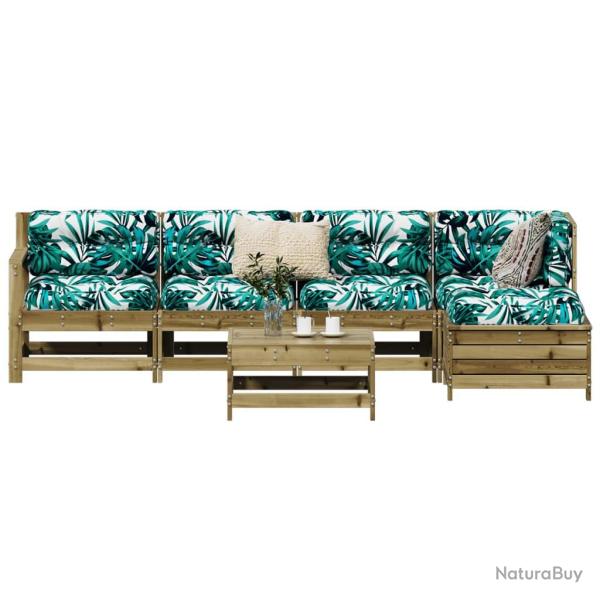 Salon de jardin 6 pcs bois de pin impr�gn�